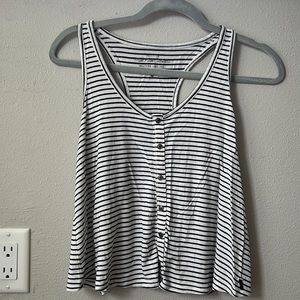 White and black striped tank top! With buttons